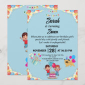  kleurrijke verjaardagsfeestuitnodiging kaart (Voorkant / Achterkant)