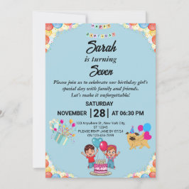 kleurrijke verjaardagsfeestuitnodiging kaart