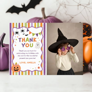 Kleurrijke verjaardagsfoto met Halloween bedankkaa Kaart