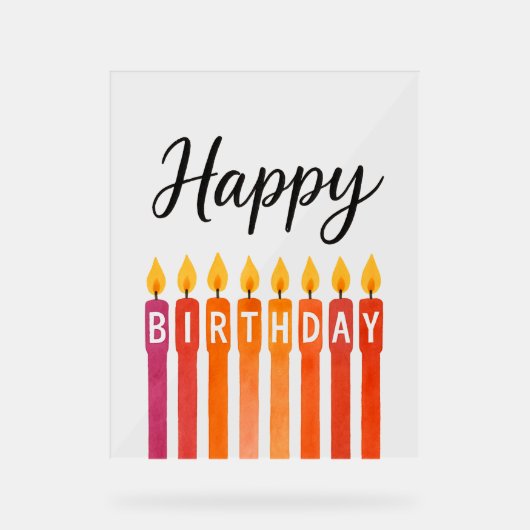 Kleurrijke Verjaardagskaars – Gelukkige Verjaardag Acryl Bord (Voorkant)