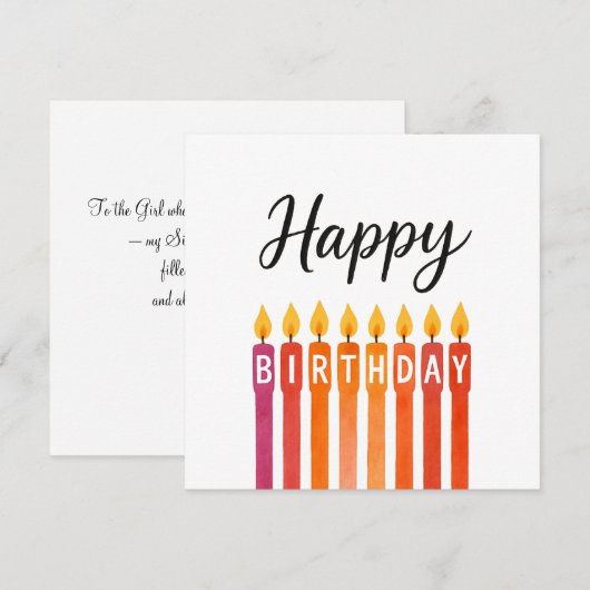 Kleurrijke Verjaardagskaars – Gelukkige Verjaardag Bedankkaart (Voorkant / Achterkant)