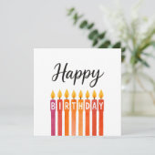 Kleurrijke Verjaardagskaars – Gelukkige Verjaardag Bedankkaart (Staand voorkant)