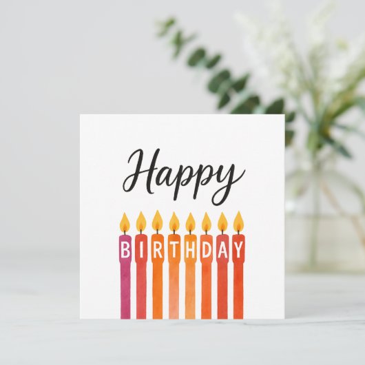 Kleurrijke Verjaardagskaars – Gelukkige Verjaardag Bedankkaart (Staand voorkant)