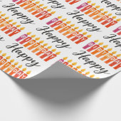 Kleurrijke Verjaardagskaars – Gelukkige Verjaardag Cadeaupapier (Hoek)