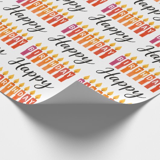 Kleurrijke Verjaardagskaars – Gelukkige Verjaardag Cadeaupapier (Hoek)