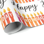 Kleurrijke Verjaardagskaars – Gelukkige Verjaardag Cadeaupapier (Rol Hoek)