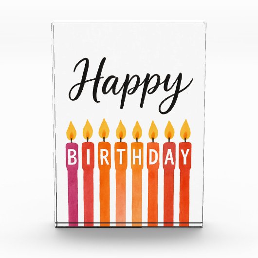 Kleurrijke Verjaardagskaars – Gelukkige Verjaardag Fotoblokken (Voorkant)