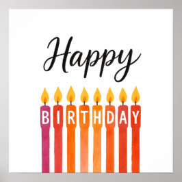 Kleurrijke Verjaardagskaars – Gelukkige Verjaardag Poster