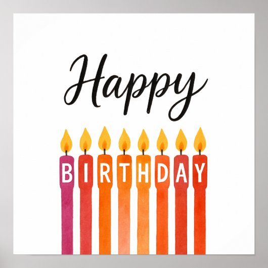 Kleurrijke Verjaardagskaars – Gelukkige Verjaardag Poster (Voorkant)