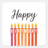 Kleurrijke Verjaardagskaars – Gelukkige Verjaardag Vierkante Sticker (Voorkant)