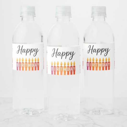 Kleurrijke Verjaardagskaars – Gelukkige Verjaardag Waterfles Etiket (Flessen)