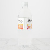 Kleurrijke Verjaardagskaars – Gelukkige Verjaardag Waterfles Etiket (Achterkant)