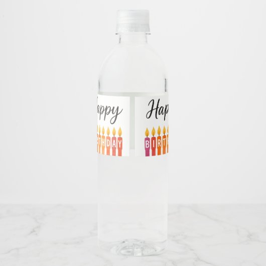 Kleurrijke Verjaardagskaars – Gelukkige Verjaardag Waterfles Etiket (Achterkant)