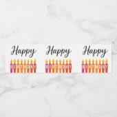 Kleurrijke Verjaardagskaars – Gelukkige Verjaardag Waterfles Etiket (Enkel label)