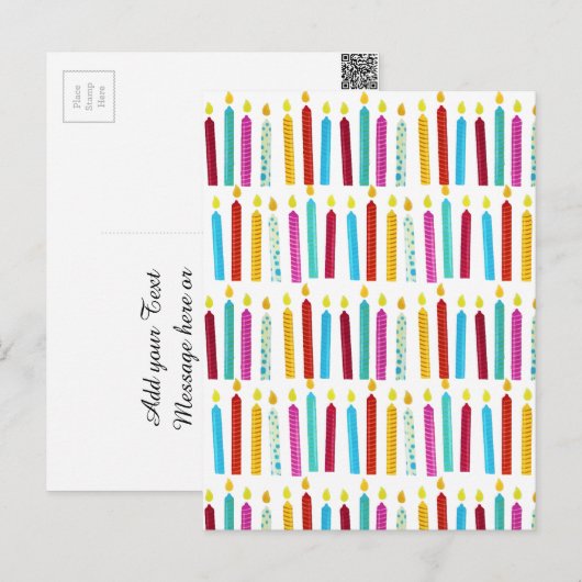 Kleurrijke Verjaardagskaarsen Feestje Briefkaart (Voorkant / Achterkant)