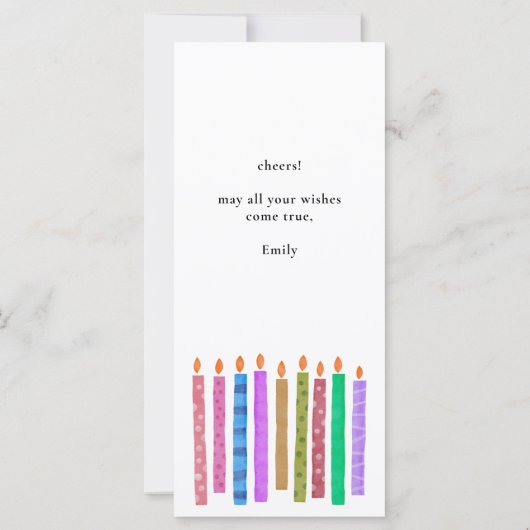 Kleurrijke Verjaardagskaarsen Zwart & Wit Vlakke K (Achterkant)