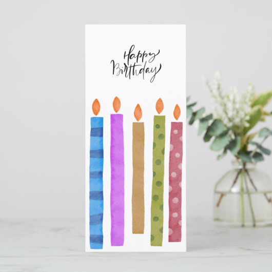 Kleurrijke Verjaardagskaarsen Zwart & Wit Vlakke K (Staand voorkant)