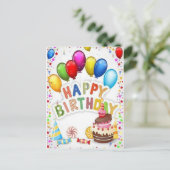Kleurrijke verjaardagskaart briefkaart (Staand voorkant)