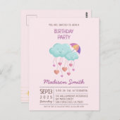 Kleurrijke Verjaardagskaart met Paraplu met Mooie  Briefkaart (Voorkant / Achterkant)