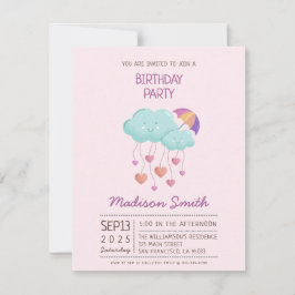 Kleurrijke Verjaardagskaart met Paraplu met Mooie Kaart