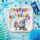 Kleurrijke verjaardagskabouter papieren bordje (Feest)