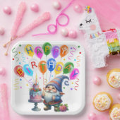 Kleurrijke verjaardagskabouter papieren bordje (Feest)