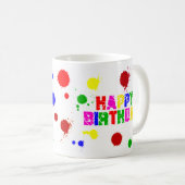 kleurrijke verjaardagsmok koffiemok (Voorkant rechts)