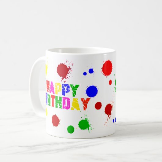 kleurrijke verjaardagsmok koffiemok (Voorkant links)