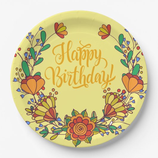 Kleurrijke Verjaardagspapier Bord (Voorkant)