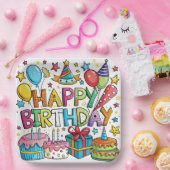 Kleurrijke verjaardagspapier Borden Papieren Bordje (Feest)