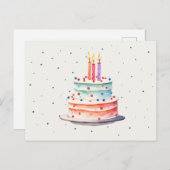 Kleurrijke verjaardagstaart  briefkaart (Voorkant / Achterkant)