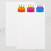 Kleurrijke verjaardagstaart briefpapier (Voorkant / Achterkant)