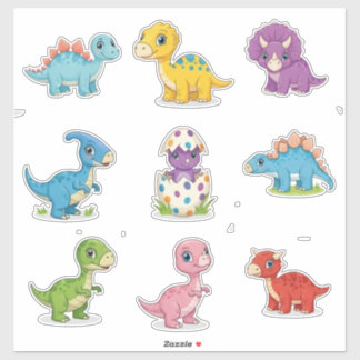 Kleurrijke verjaardagstaart met cute Dino Sticker