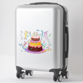 Kleurrijke verjaardagstaart met kaarsen sticker (Koffer)