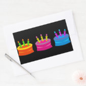 Kleurrijke verjaardagstaart rechthoekige sticker (Envelop)
