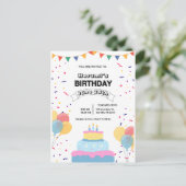 Kleurrijke verjaardagsuitnodiging briefkaart (Staand voorkant)
