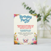 Kleurrijke verjaardagsuitnodiging voor kinderen briefkaart (Staand voorkant)