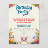 Kleurrijke verjaardagsuitnodiging voor kinderen briefkaart (Voorkant)