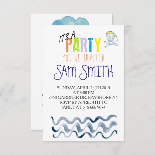 Kleurrijke verjaardagsuitnodigingen kaart (Voorkant / Achterkant)