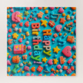 Kleurrijke verjaardagsviering elementen legpuzzel (Horizontaal)