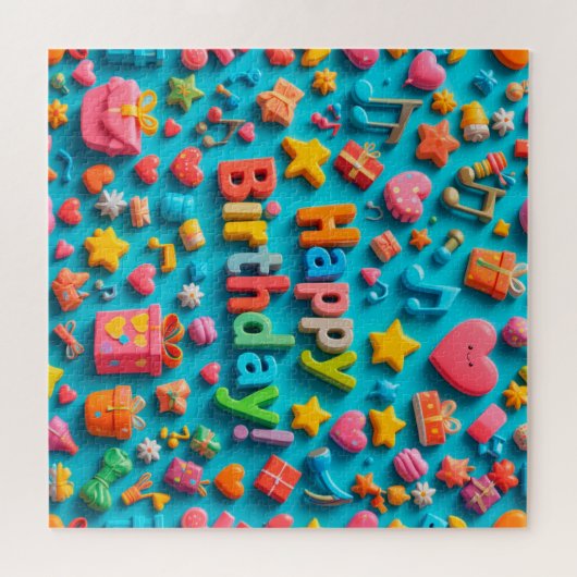 Kleurrijke verjaardagsviering elementen legpuzzel (Horizontaal)