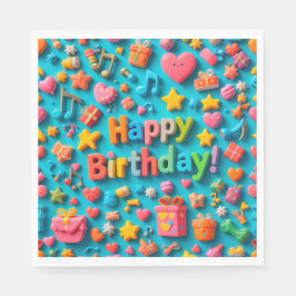 Kleurrijke verjaardagsviering elementen servet