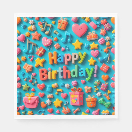 Kleurrijke verjaardagsviering elementen servet (Voorkant)