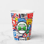 Kleurrijke verkeersborden, Birthday Party Papieren Bekers (Achterkant)