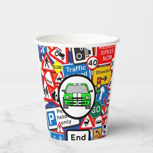 Kleurrijke verkeersborden, Birthday Party Papieren Bekers (Achterkant)