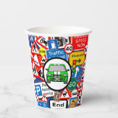 Kleurrijke verkeersborden, Birthday Party Papieren Bekers (Voorkant)