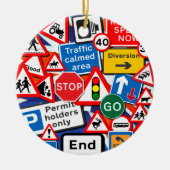 Kleurrijke verkeersborden keramisch ornament (Voorkant)