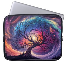 Kleurrijke Verlichtende Nachtlucht Illustratie Laptop Sleeve