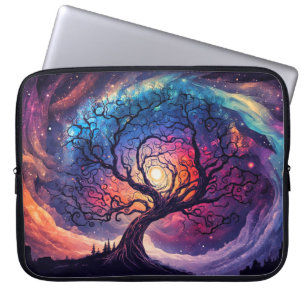 Kleurrijke Verlichtende Nachtlucht Illustratie Laptop Sleeve