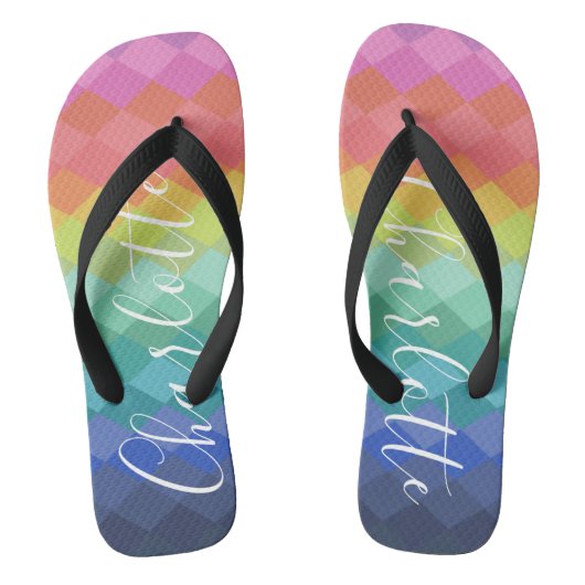 Kleurrijke Verloop Gepersonaliseerde Naam Bachelor Teenslippers (Voetbed)